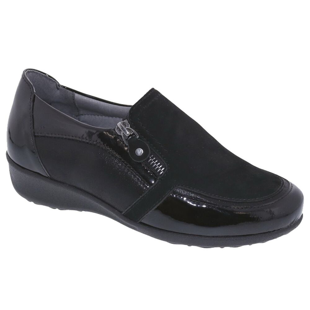 New $175 Drew Padua Women 9.5M Loafer Shoe Black Patent Leather Comfort Walking